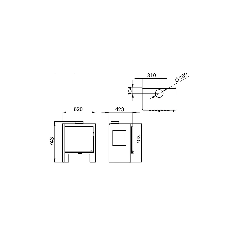 Poêle à bois 3 vitres Shiva - 10 Kw