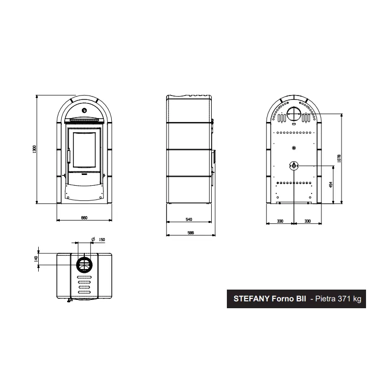 Poêle à bois avec four Stefany Forno BII - 13 Kw