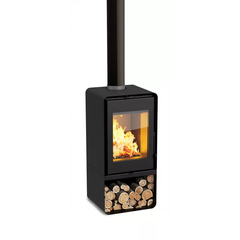 Poêle à bois Domino avec range bûche - 8,5 Kw