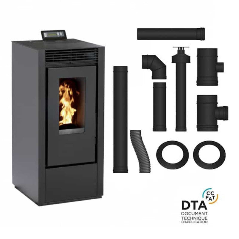Pack Poêle à granulés étanche Vittoria Plus + Kit conduits concentrique sortie arrière - 14 Kw