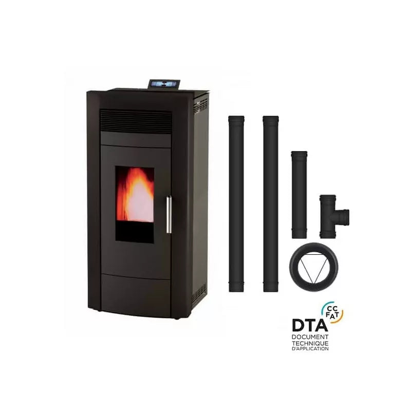 Poêle à granulés hydro Baracuda Commo Plus + Kit de raccordement sortie arrière - 21 Kw