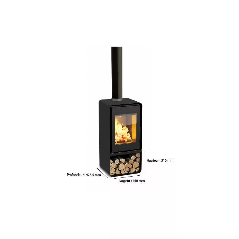 Poêle à bois Domino avec range bûche - 8,5 Kw