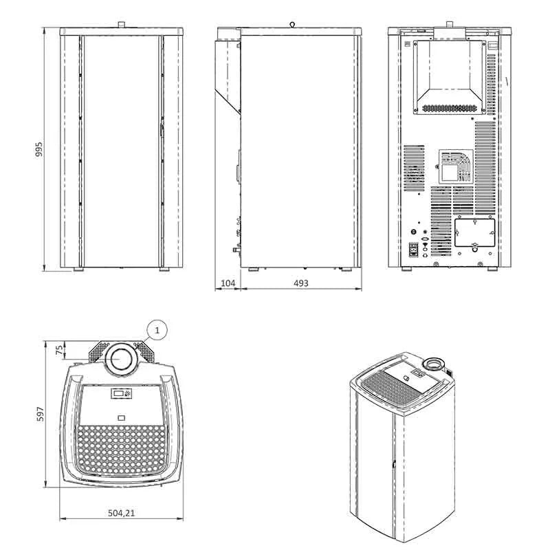 Poêle à granulés étanche (sortie dessus concentrique) Cristallo Silenzio Up - 9,2 Kw